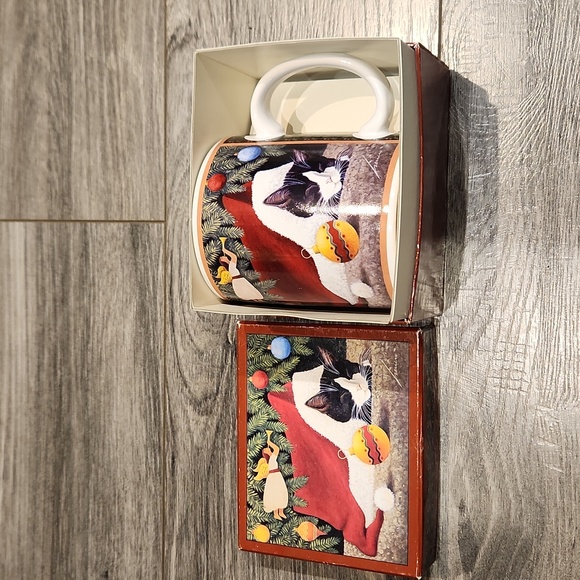 NWOT 1999 Lang and Wise Christmas Cat Collector Coffee/Tea Mug w/box - Picture 2 of 7